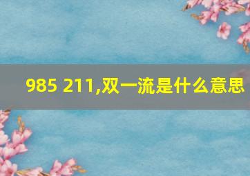 985 211,双一流是什么意思